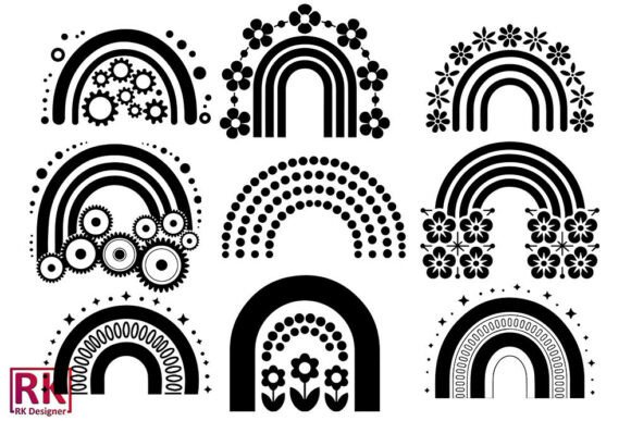 Download Black and White Boho Rainbows SVG Bundle - Black and white boho Collection