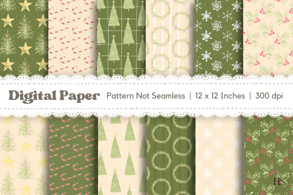 Download 12 Pastel Christmas Digital Paper Pack - Pastel christmas Collection
