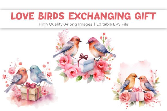 Download Valentine Love Bird Exchanging Gift Art - Bird Collection