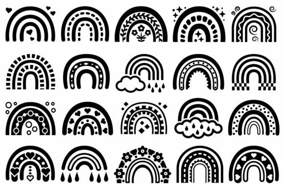 Download Black and White Boho Rainbows - Black and white boho Collection
