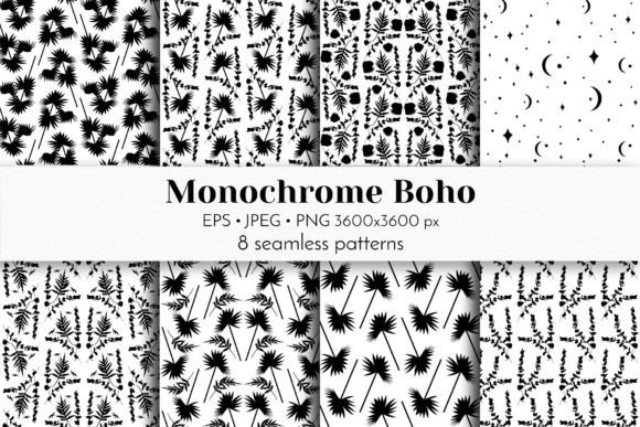 Download Black and White Boho Seamless Patterns - Black and white boho Collection