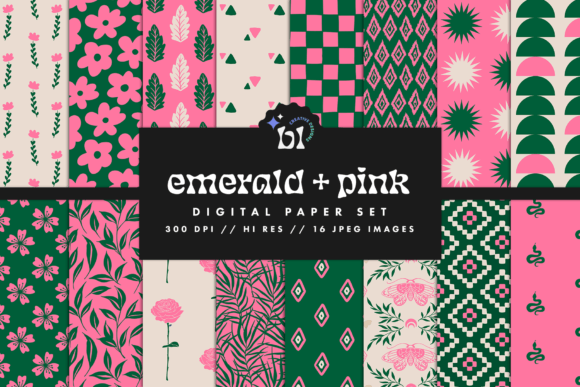 Download Emerald Pink Digital Paper Set - Pink digital paper Collection